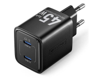 Ładowarka i akumulator Vention Ładowarka 45W GaN PD 2x USB-C czarna